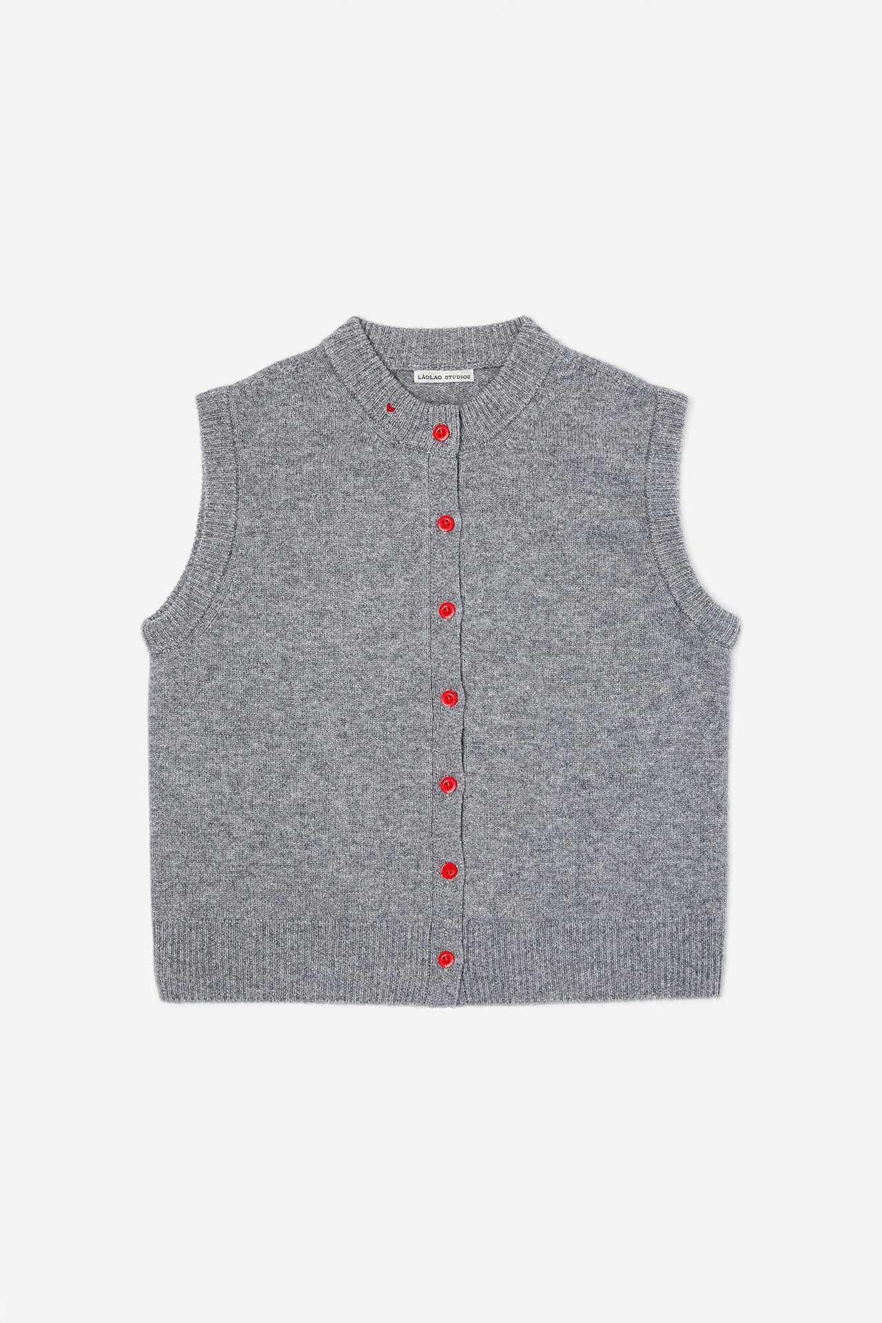 The Button Vest- Grey