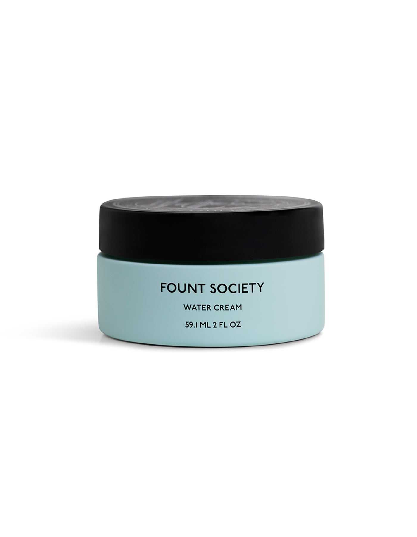 A blue jar of Cozy Earth Water Cream Moisturizer featuring a black lid, with a logo and the text "59 mL / 2 FL OZ" on a plain white background. |Size:Full Size