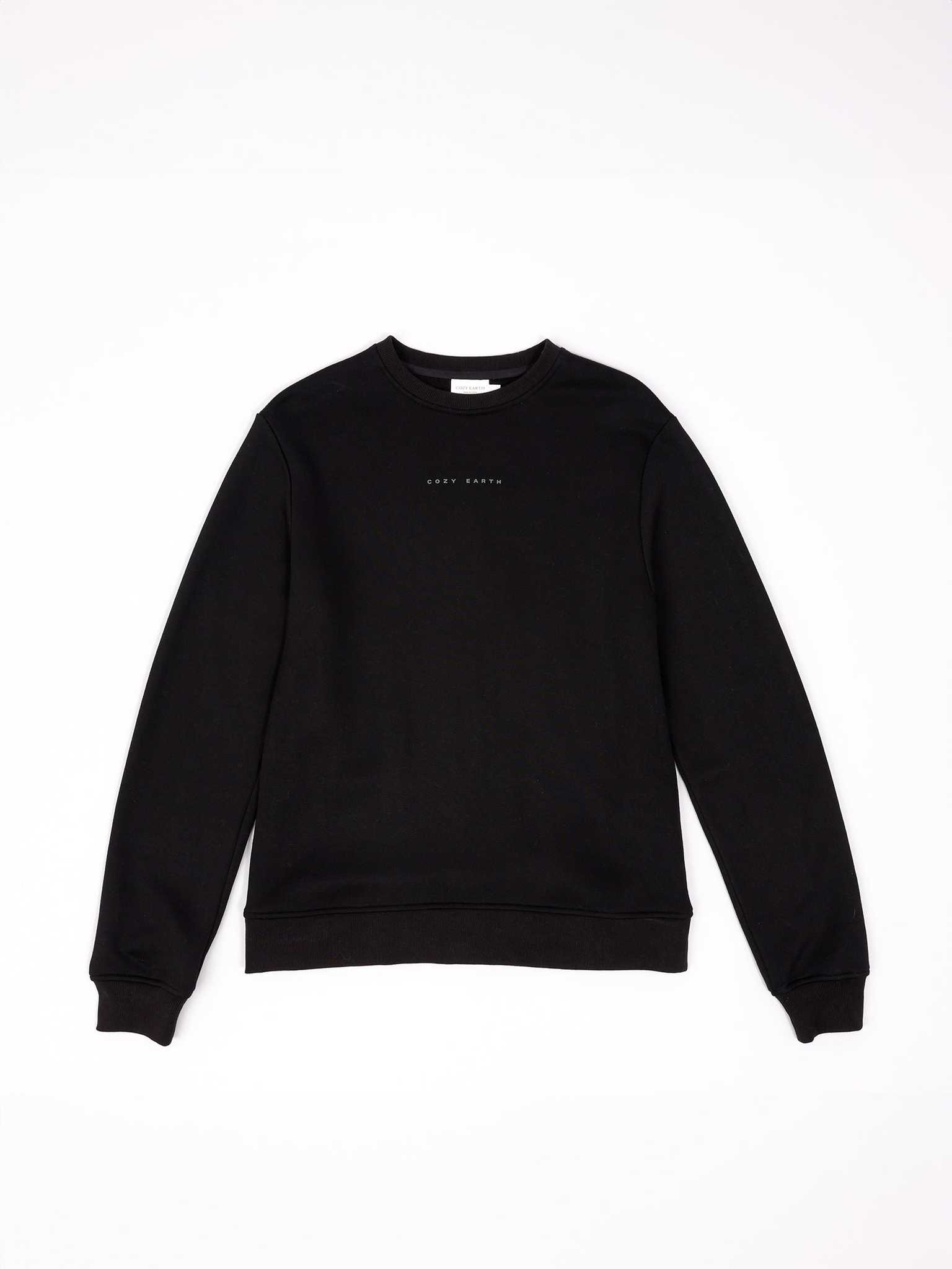 Flat lay of black cityscape pullover with white background |Color:Black