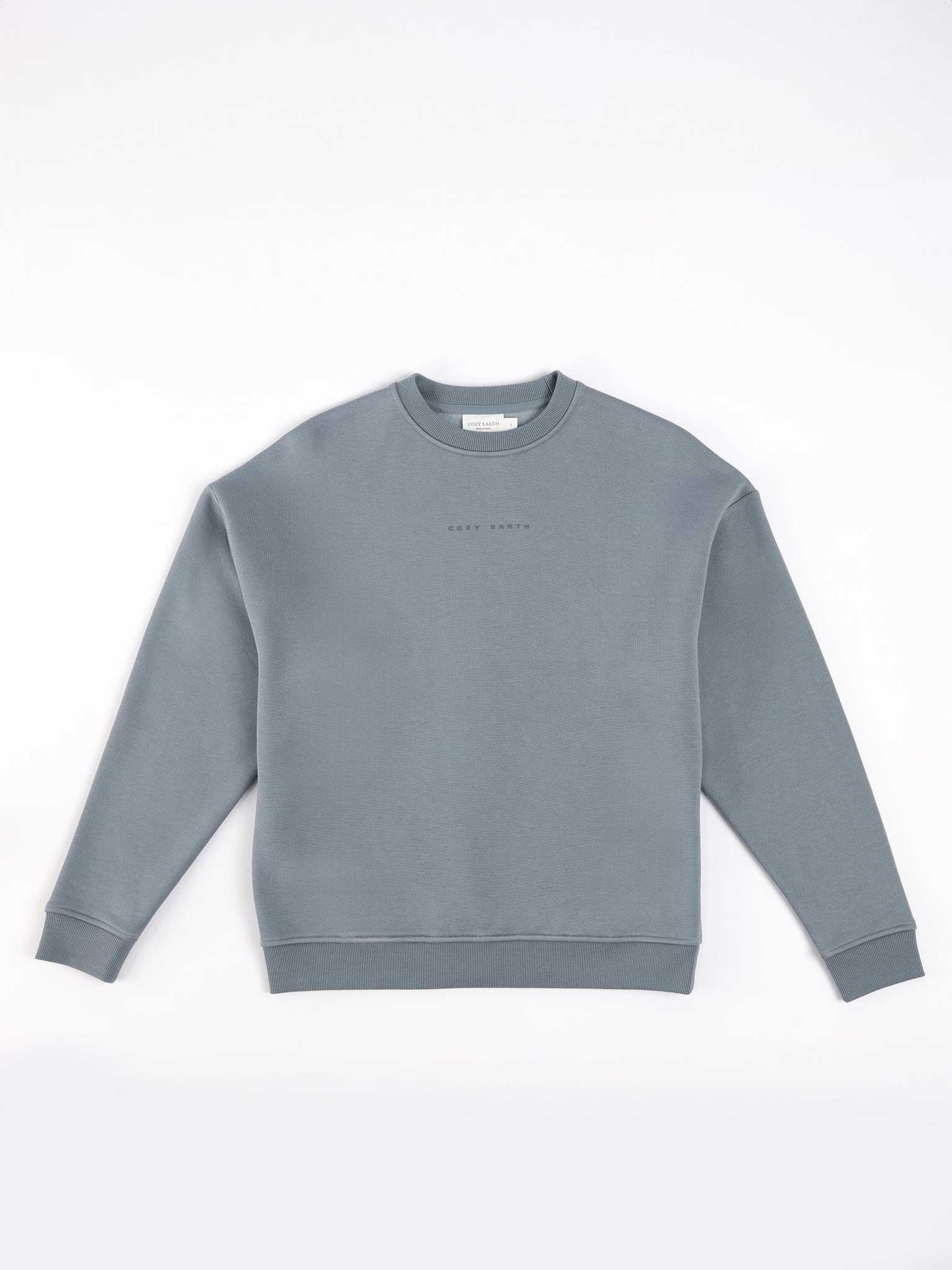 Smokey Blue cityscape crewneck with white background |Color:Smokey Blue