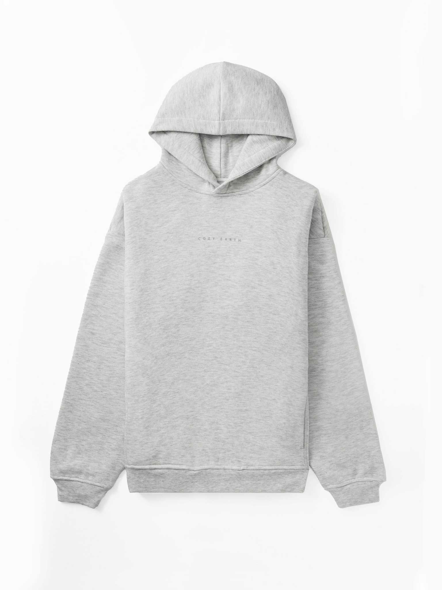 Flat lay of heather grey cityscape hoodie |Color:Heather Grey