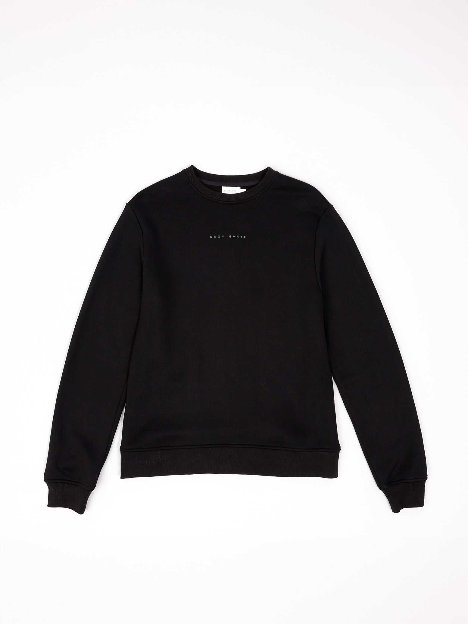 Flat lay of black cityscape pullover with white background |Color:Black