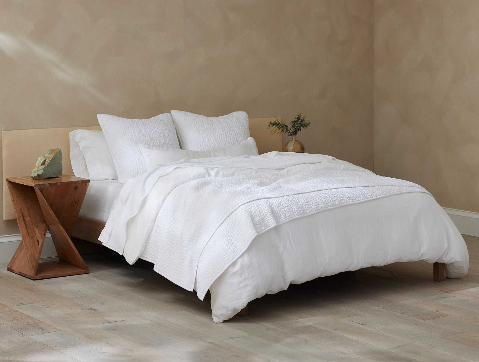 Pebbled Handstitched Organic Quilt | Alpine White