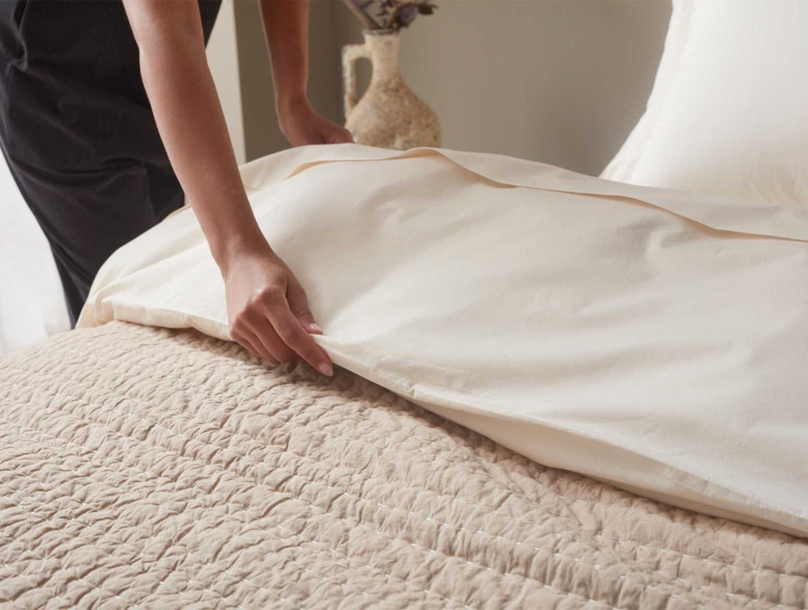 Channel Handstitched Organic Quilt