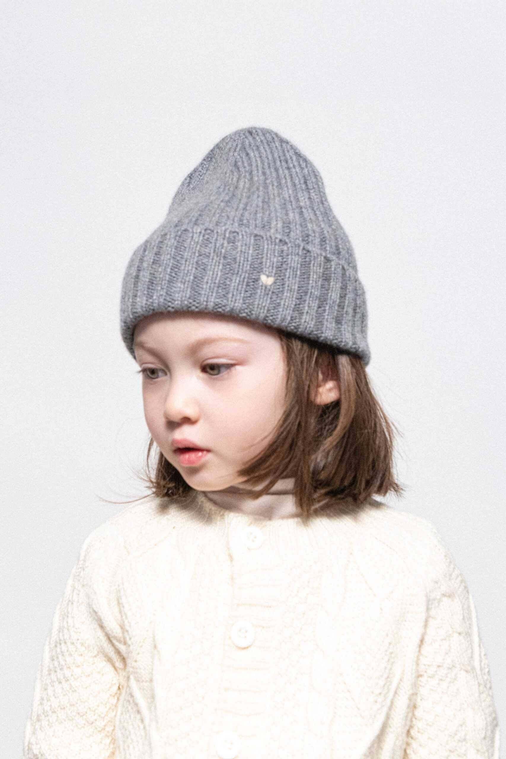 The Kids Rib Beanie – Grey Melange