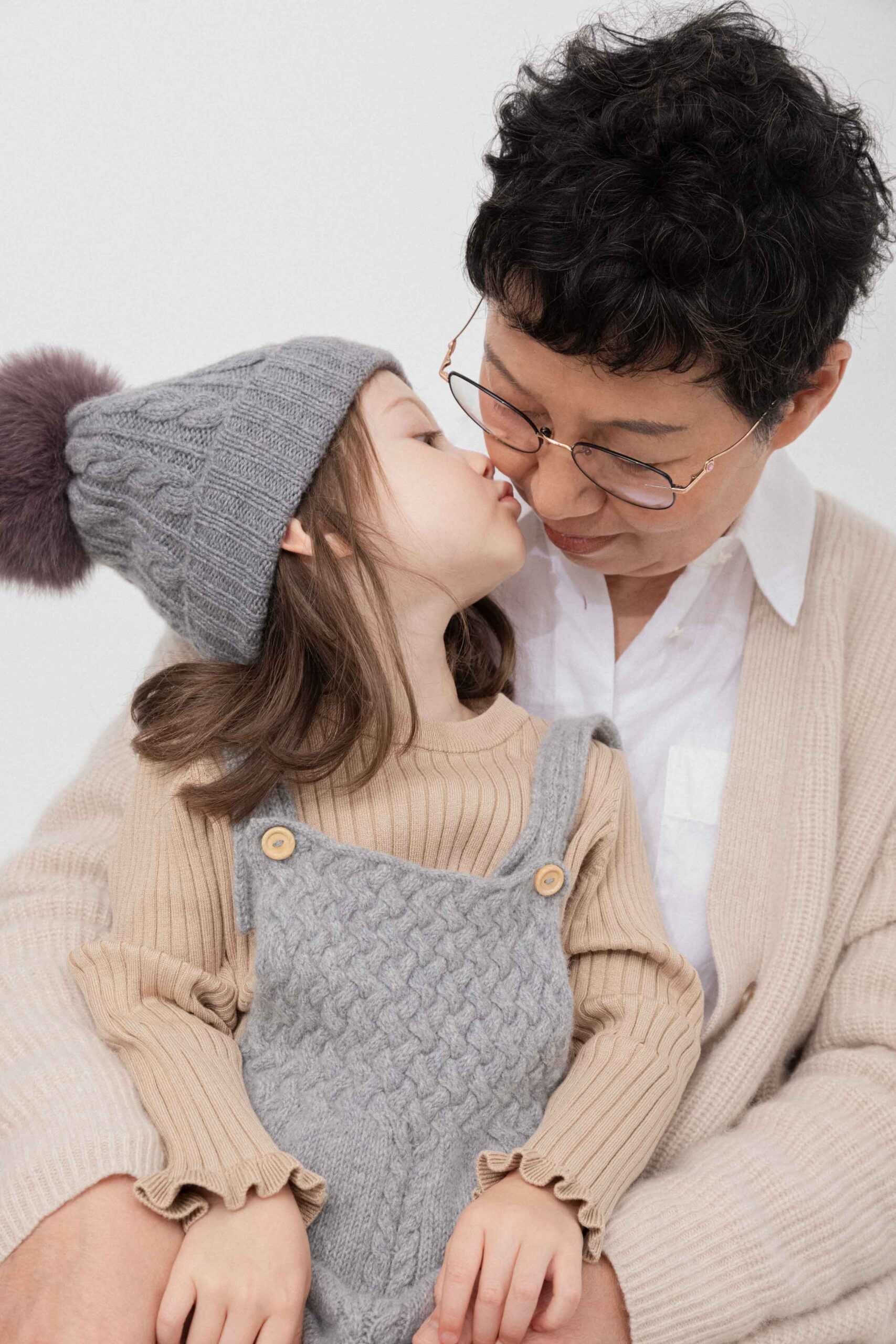 The Kids Cable Beanie – Grey Melange / Purple