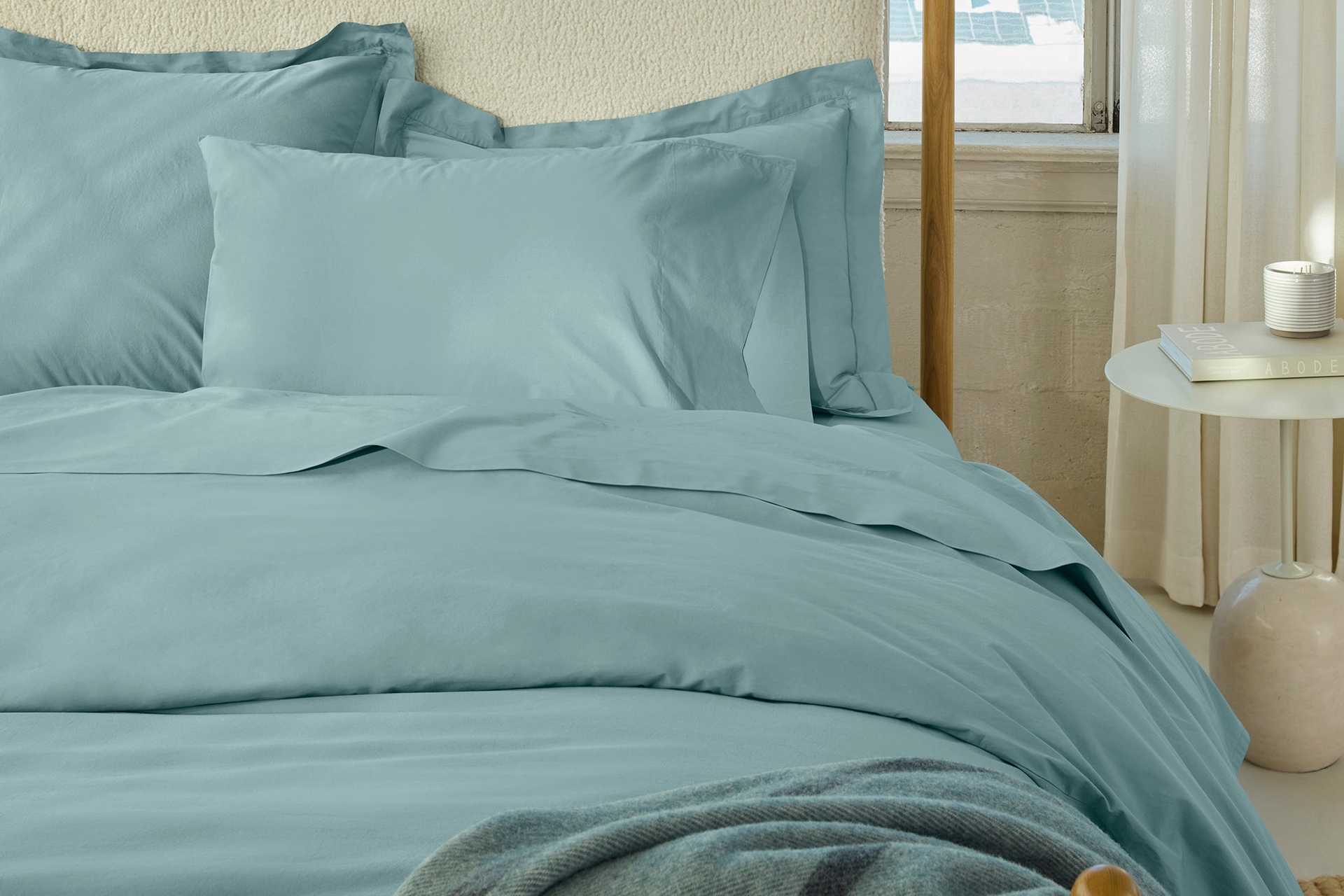 300 Thread Count Organic Percale Duvet Cover | Pacific Blue