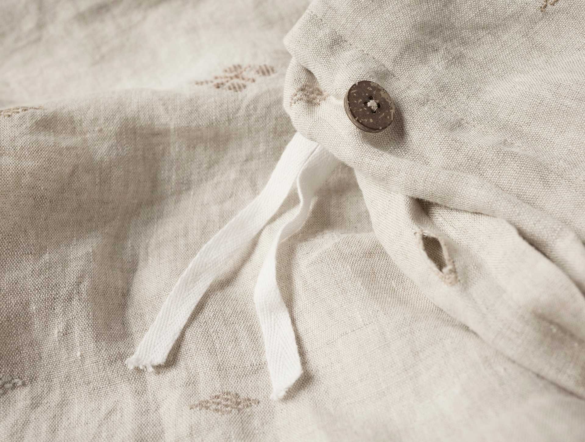 Cambria Embroidered Organic Linen Duvet Cover | Natural Chambray w/Multi