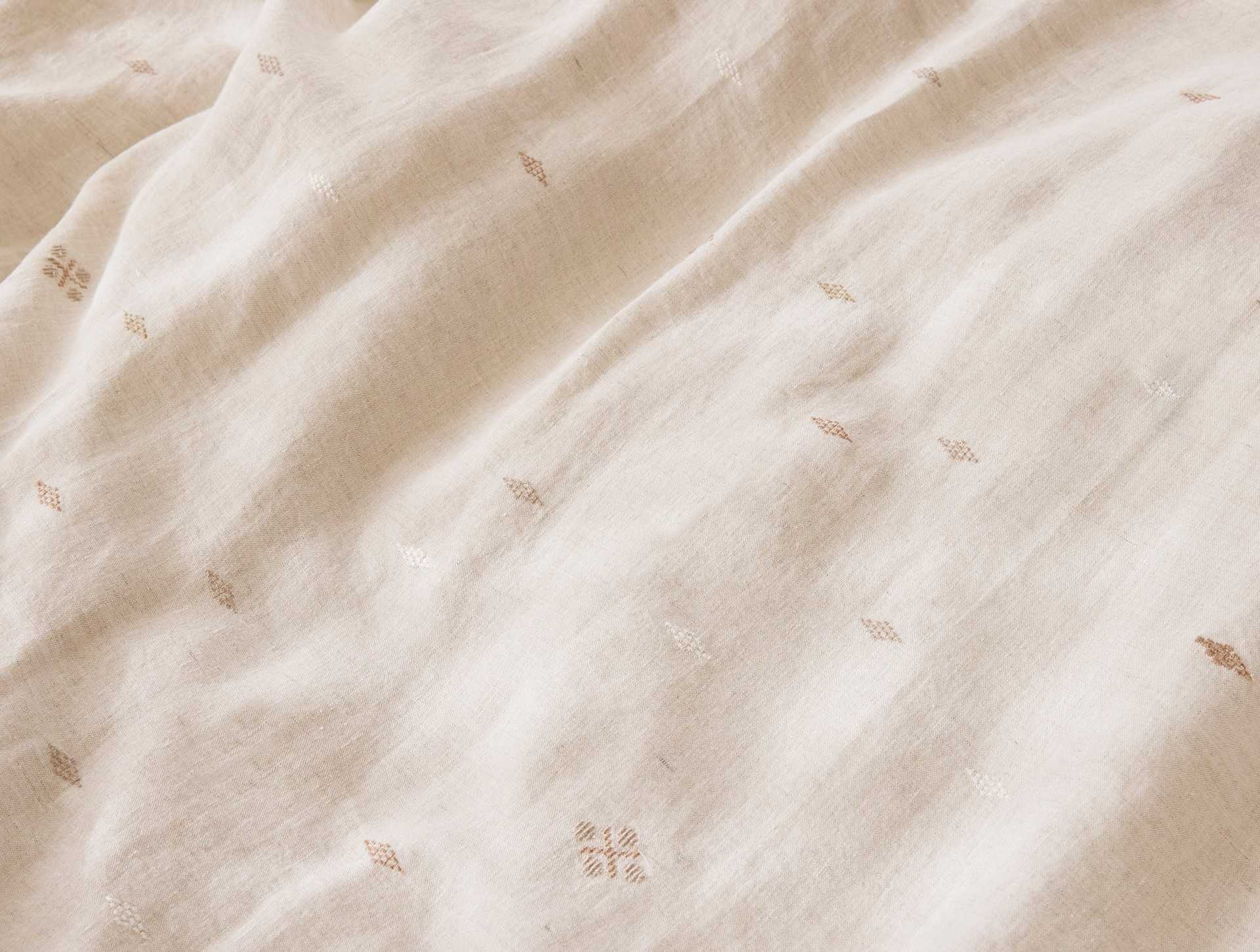 Cambria Embroidered Organic Linen Duvet Cover | Natural Chambray w/Multi