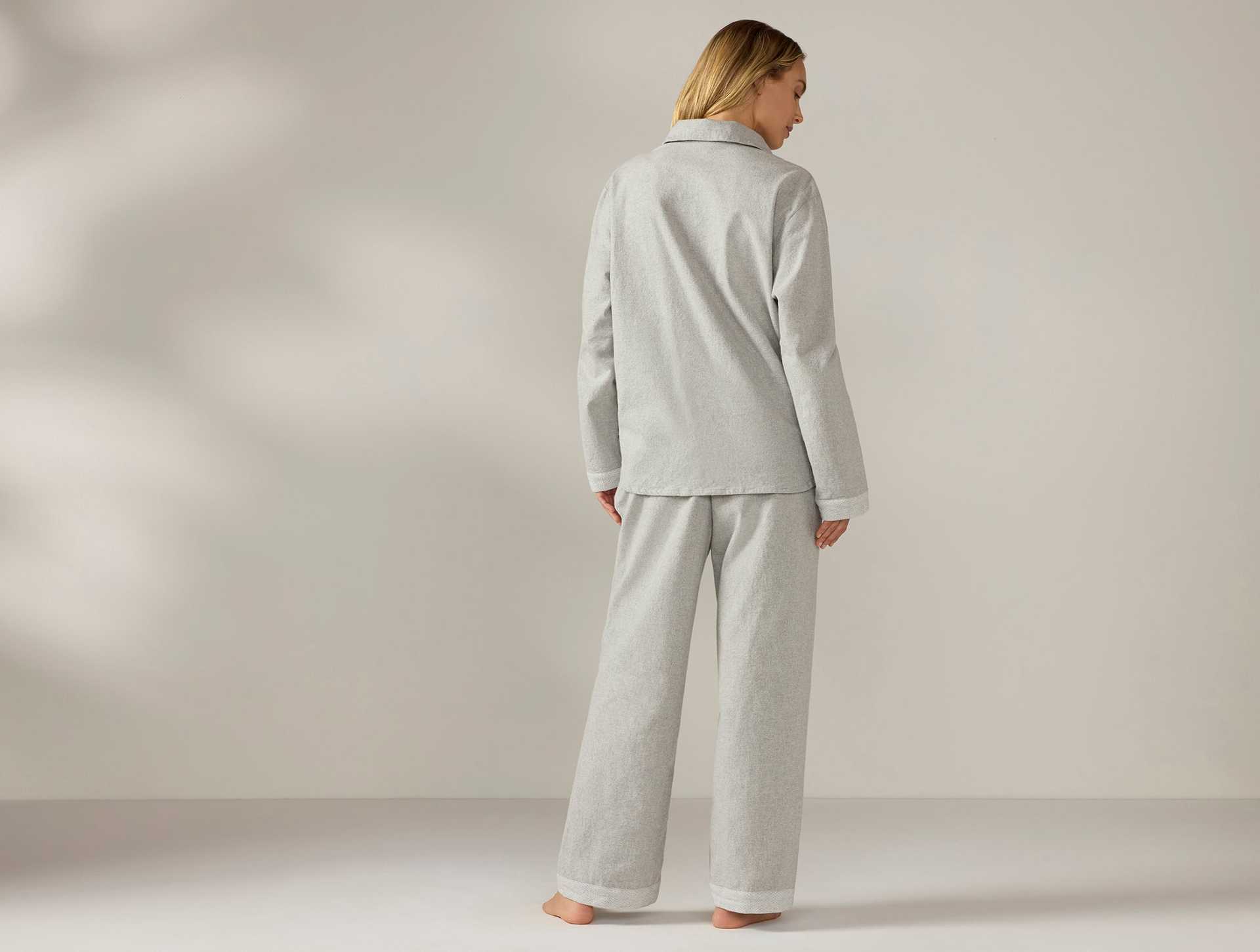Women's Cloud Brushed Organic Flannel Pajama Set | Gray Heather