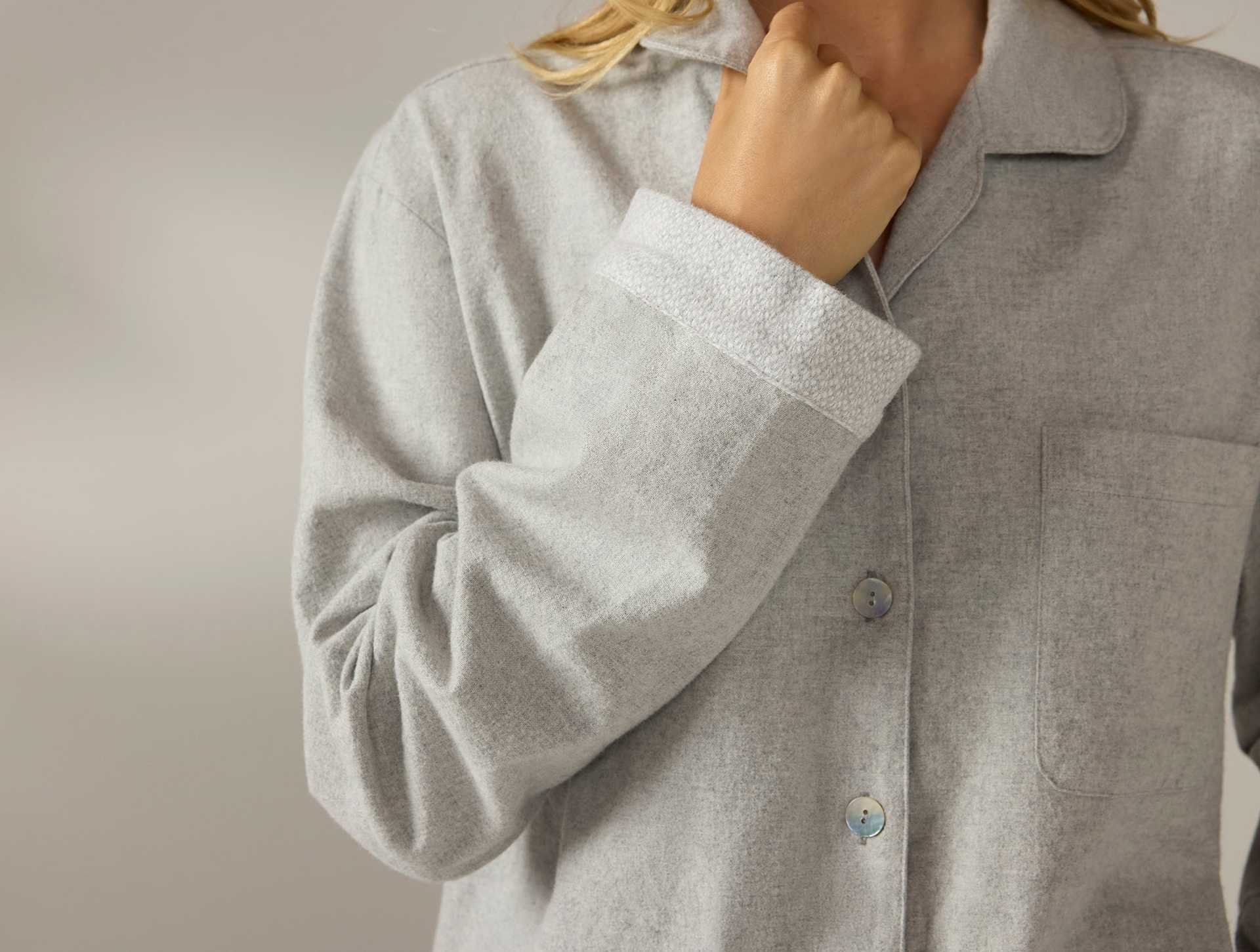 Women's Cloud Brushed Organic Flannel Pajama Set | Gray Heather