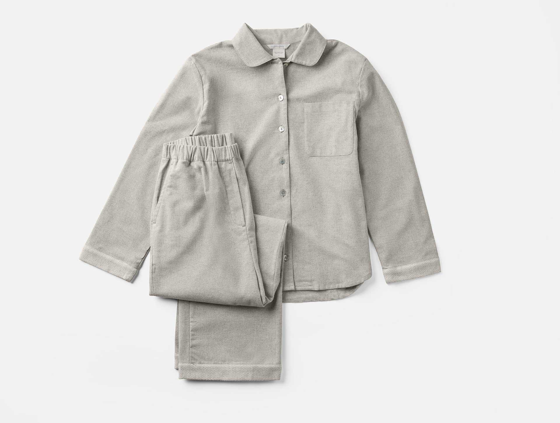 Women's Cloud Brushed Organic Flannel Pajama Set | Gray Heather