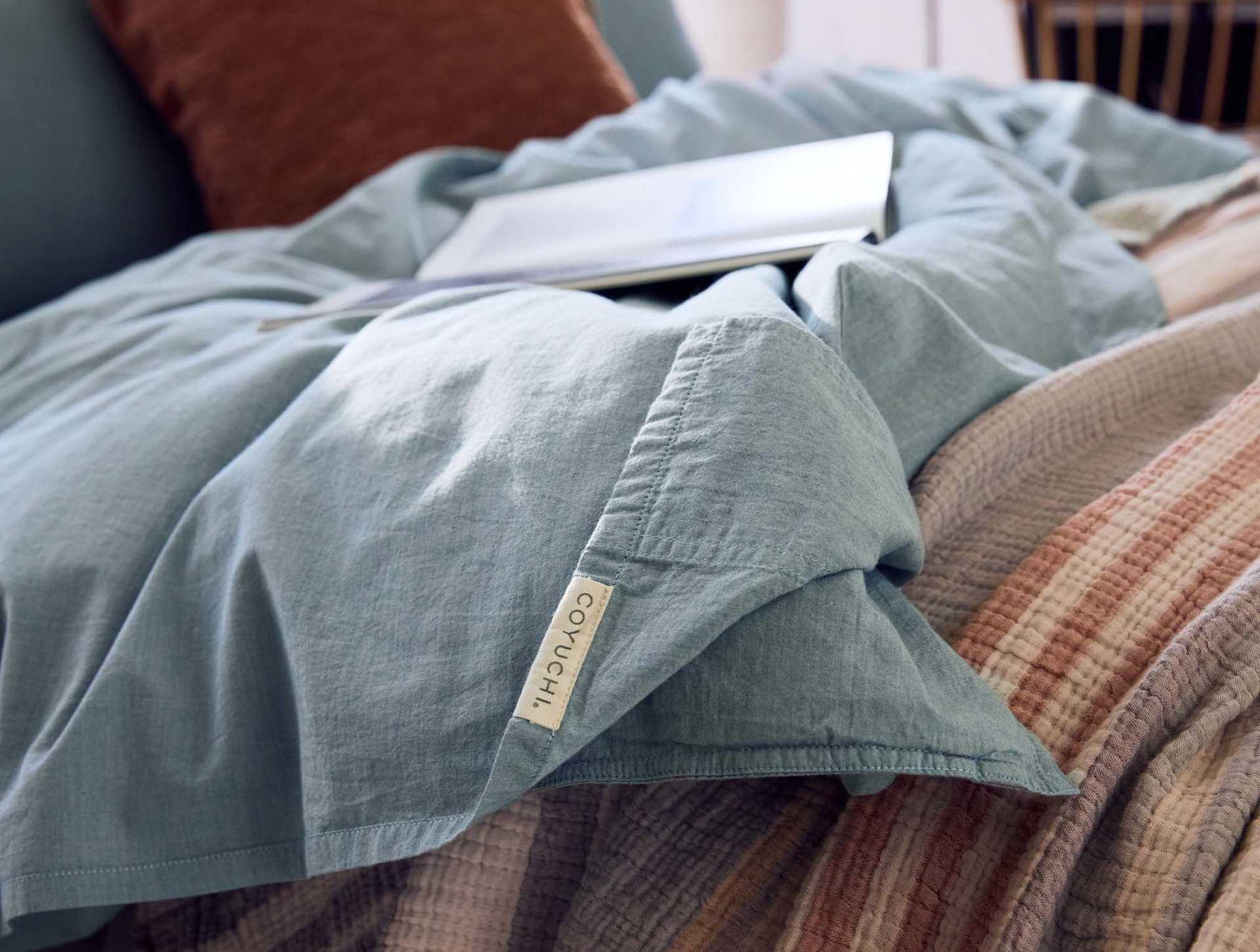 Organic Crinkled Percale™ Sheet Set - Coyuchi | Surf Chambray