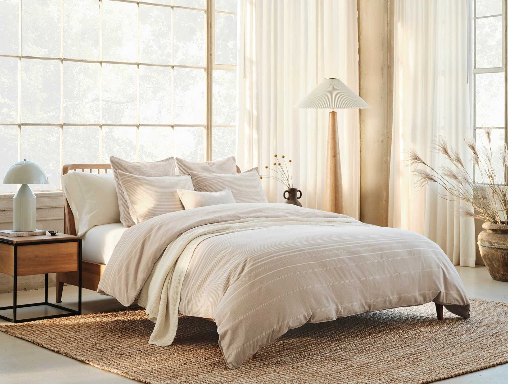 Little Sur Stripe Organic Duvet Set - Coyuchi | Doe Chambray