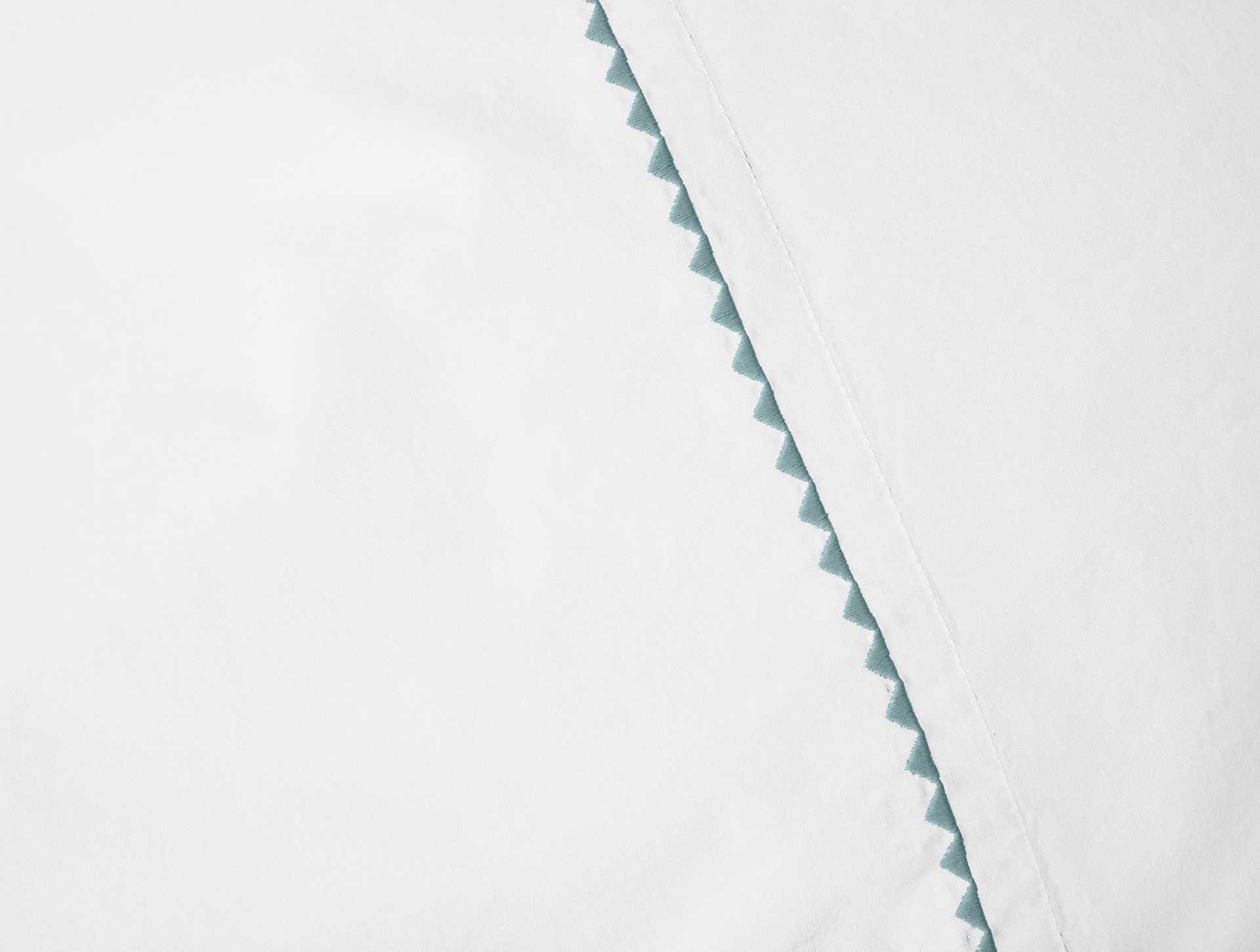 Trailing Embroidered Organic Sheet Set - Coyuchi | Alpine White w/Pacific Blue