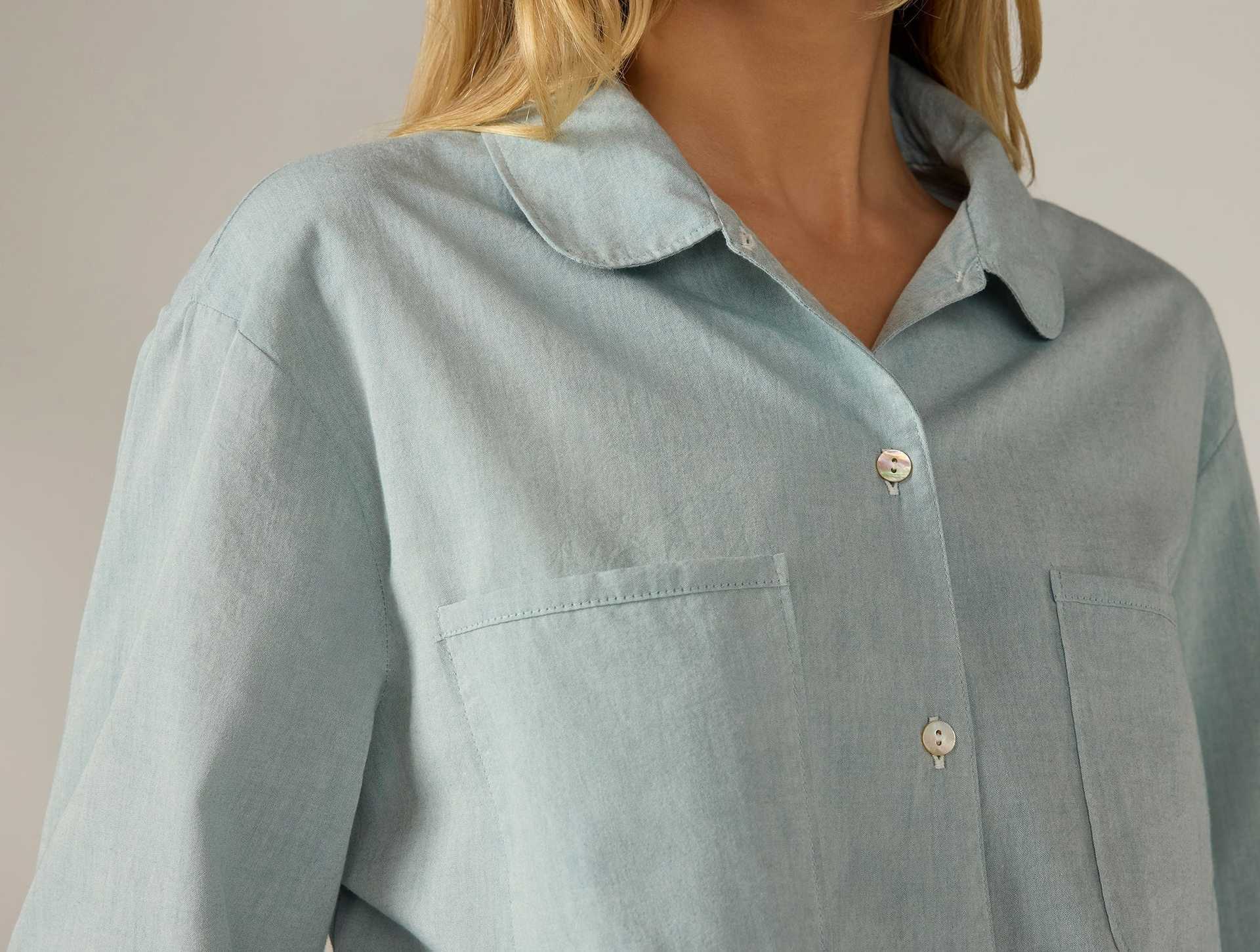 Women's Isla Organic Cotton Long Sleeve Pajama Set | Surf Chambray