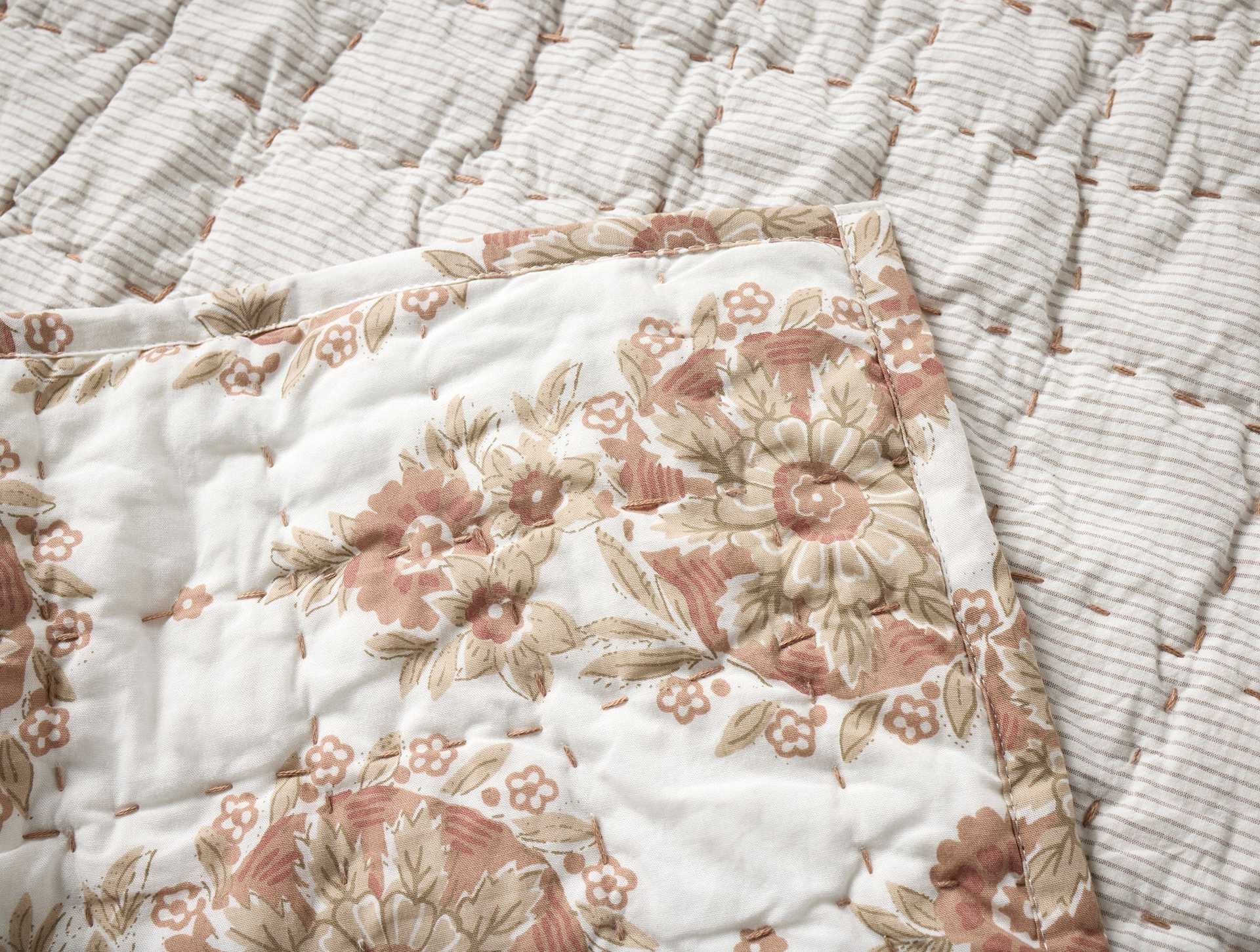 Flores Handstitched Organic Quilt - Coyuchi | Praline