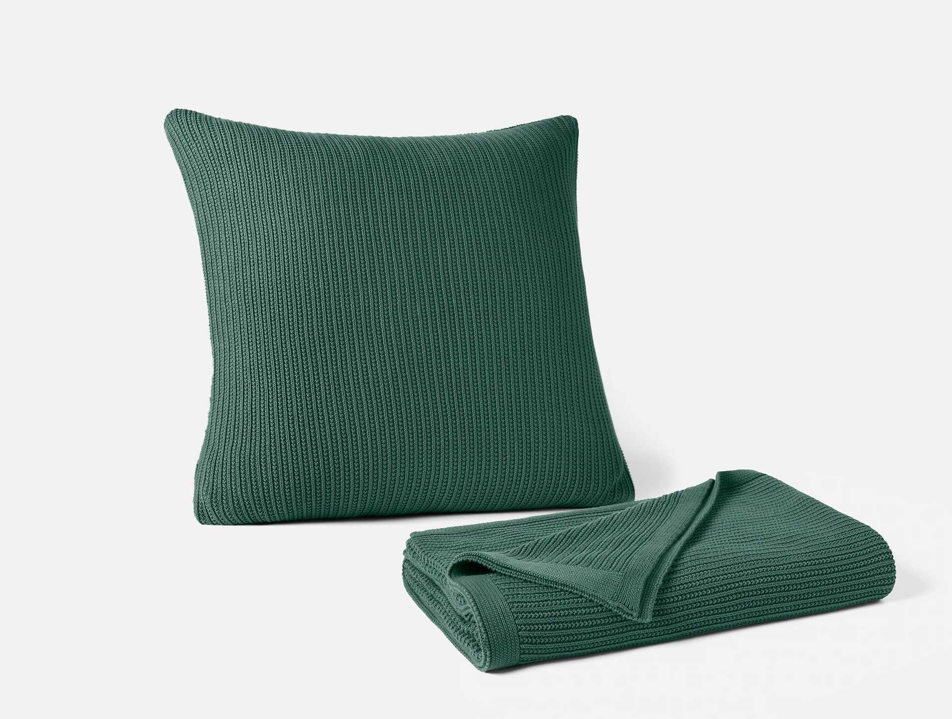 Linea Organic Knit Throw + Decorative Pillow Cover Set