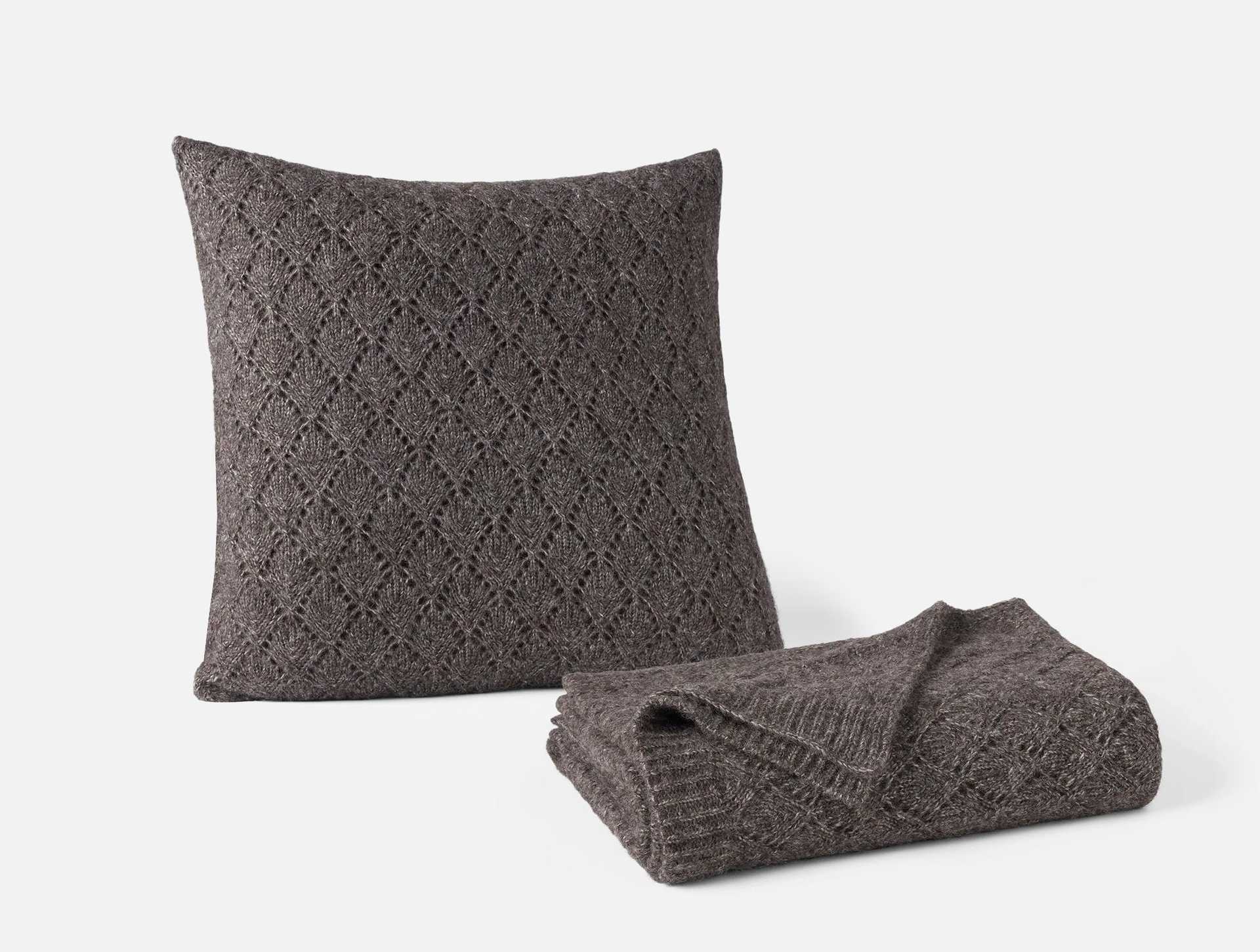 Paracas Alpaca Cotton Knit Throw + Decorative Pillow Cover Set