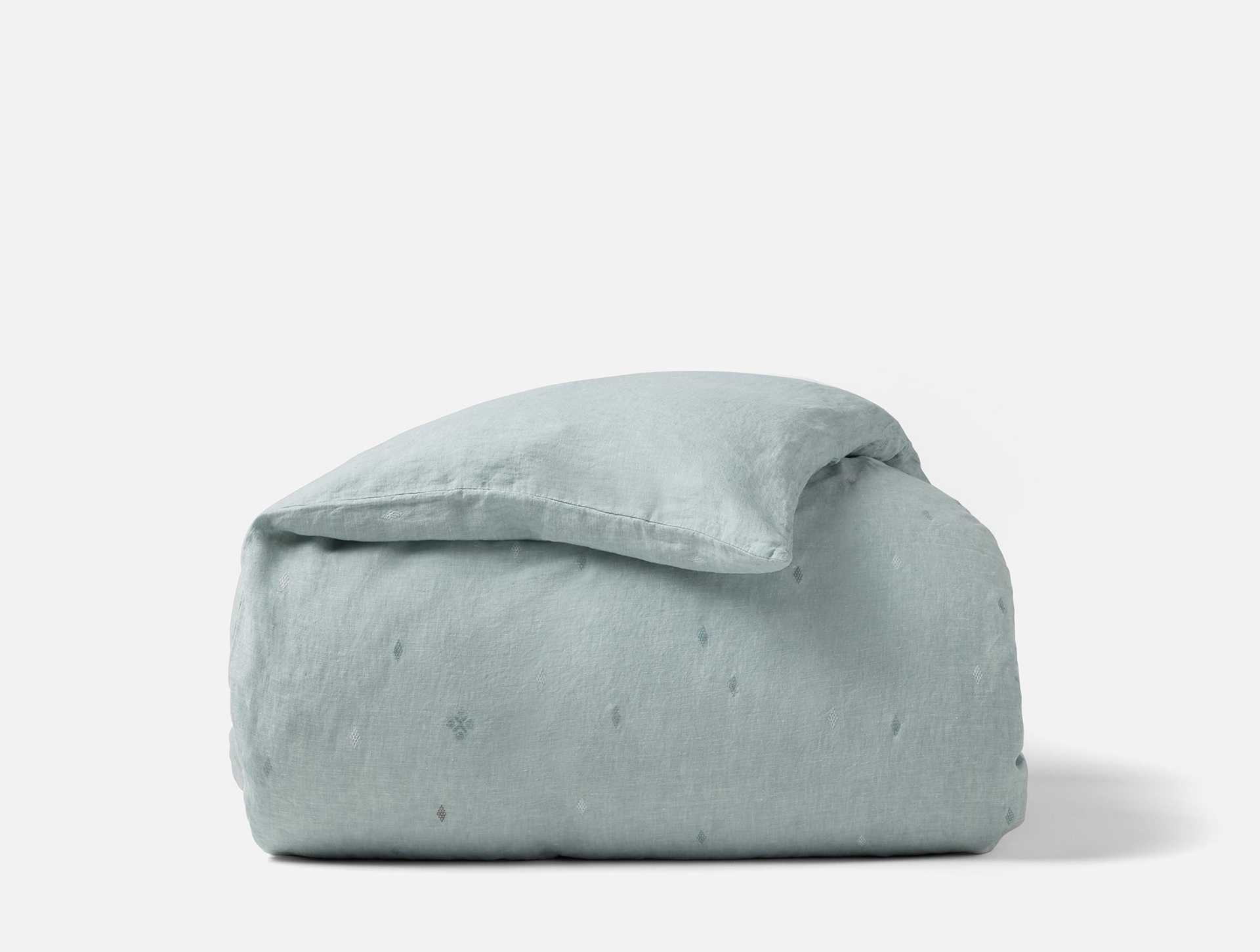 Cambria Embroidered Organic Linen Duvet Cover