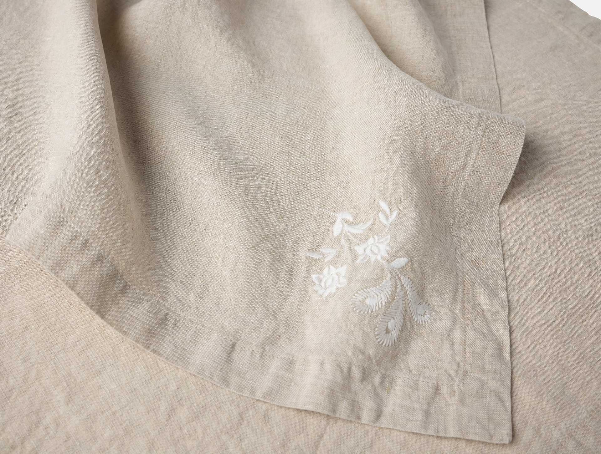 Verbena Embroidered Organic Linen Napkins, Set of 4