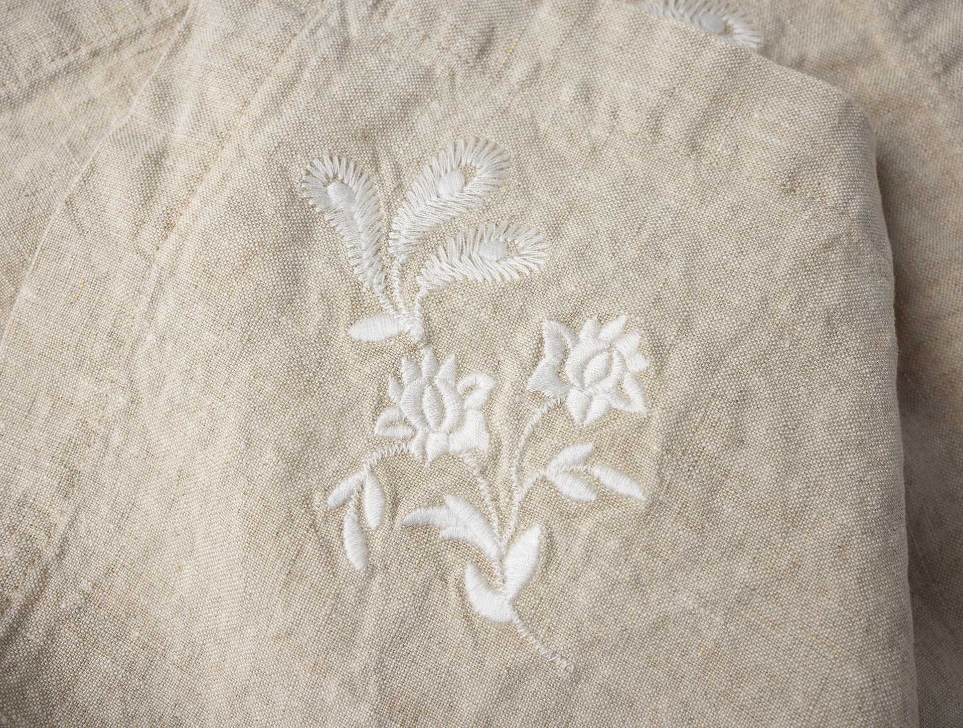 Verbena Embroidered Organic Linen Napkins, Set of 4