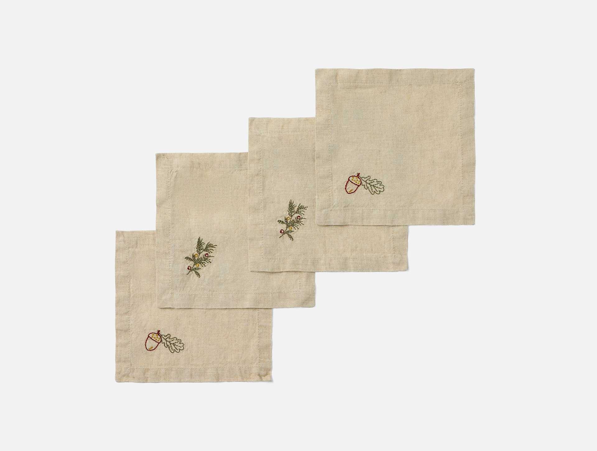 Embroidered Organic Linen Napkins
