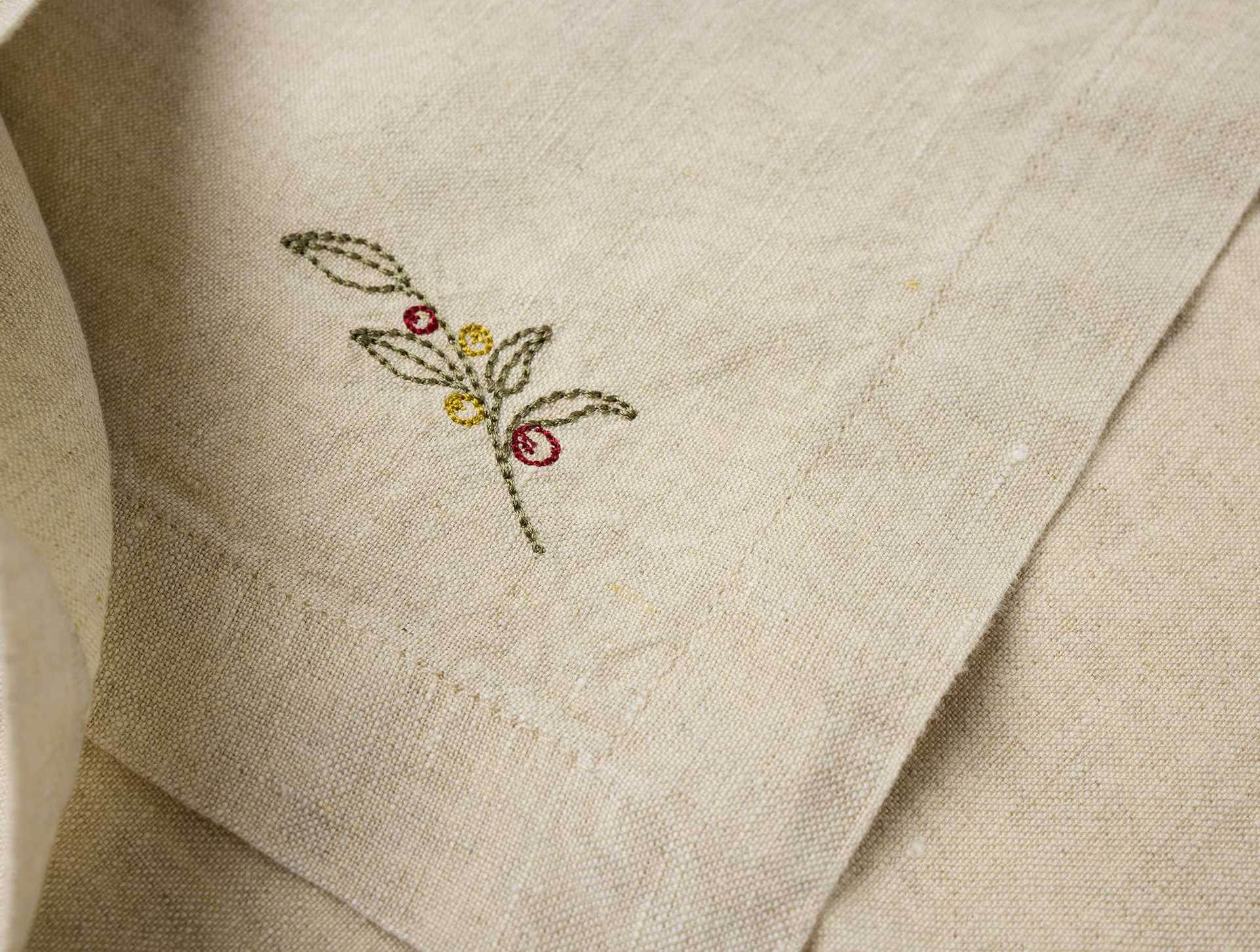 Embroidered Organic Linen Napkins