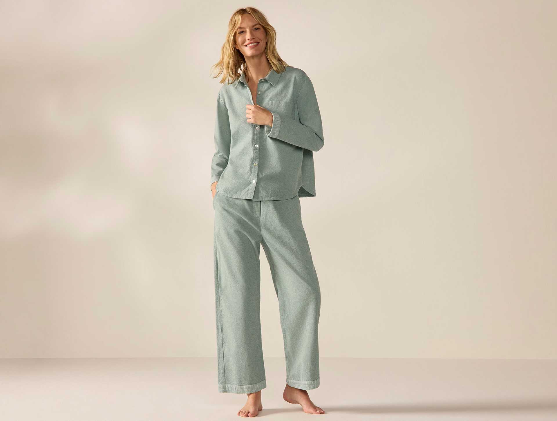 Women's Cloud Brushed Organic Flannel Long Sleeve Pajama Set