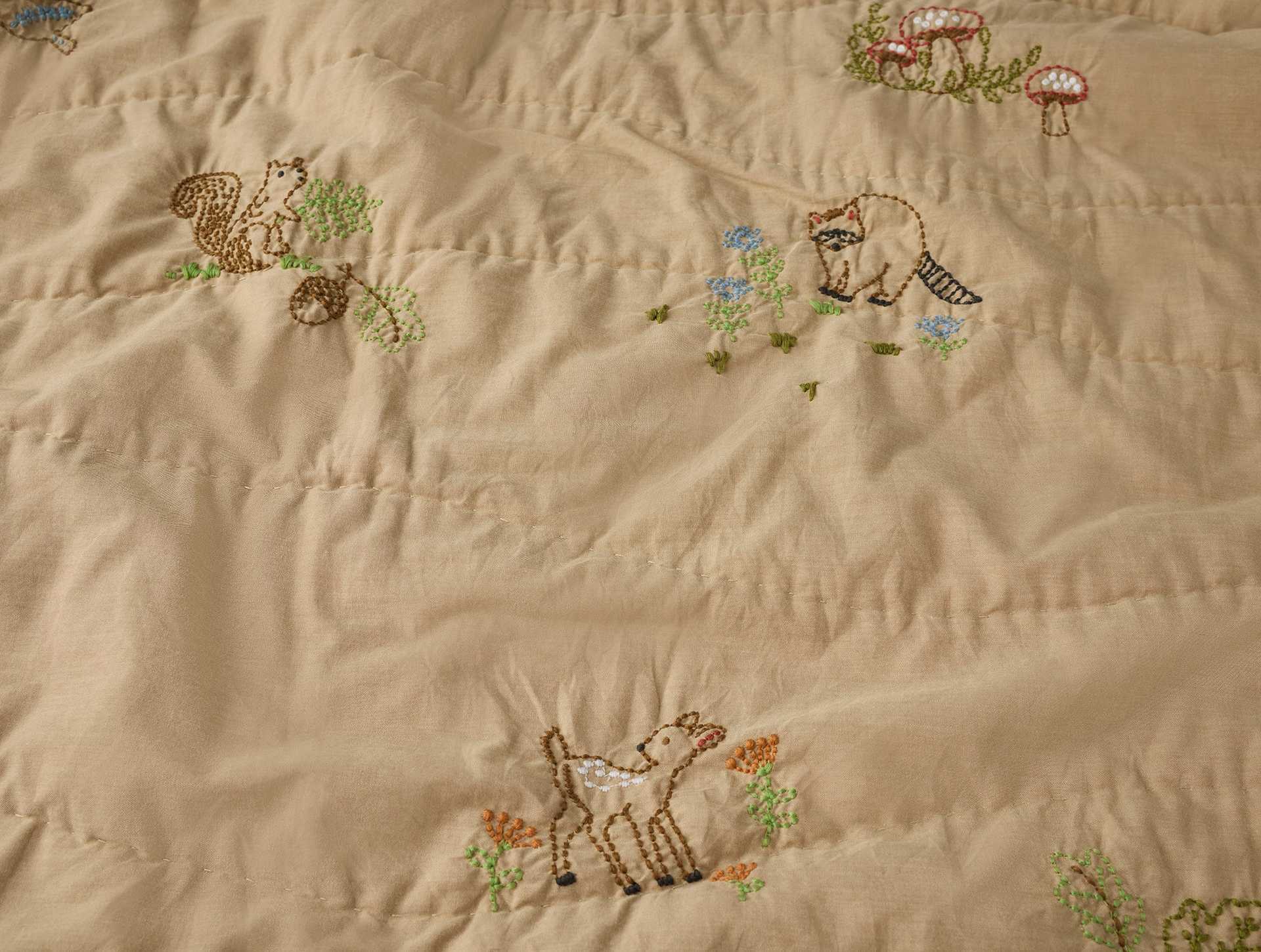 Woodland Organic Embroidered Toddler Quilt