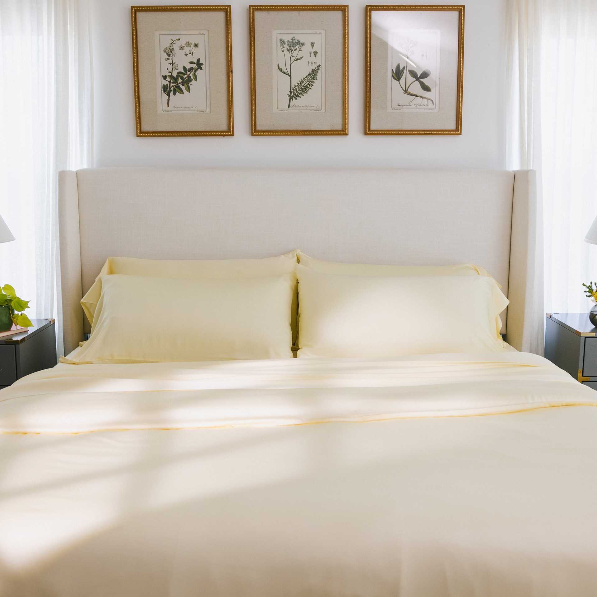 Lemonade Sheets on bed. |Color:Lemonade