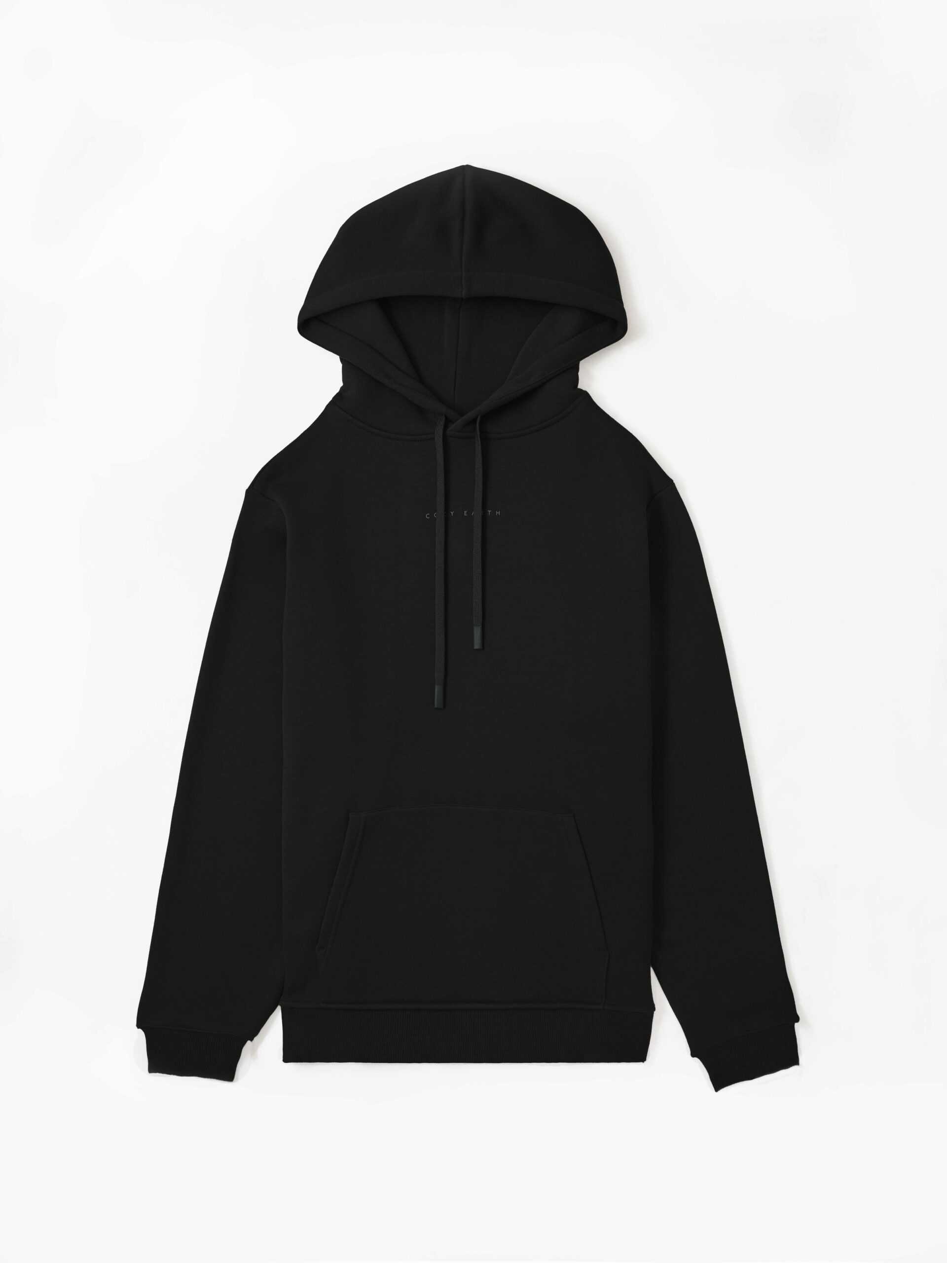Flat lay of black cityscape hoodie |Color:Black