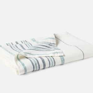 Mojave Organic Linen Throw - Coyuchi | Soft White/Gulf Stripe