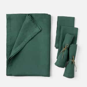 Mojave Organic Linen Tablecloth + Napkin Set