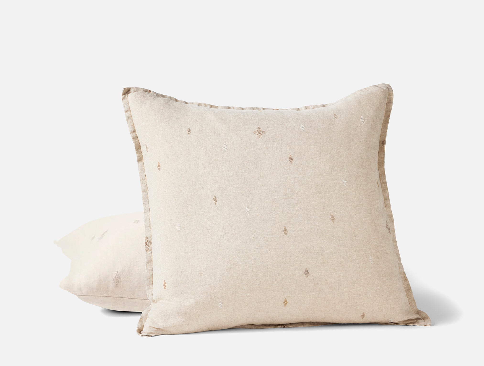 Cambria Embroidered Organic Linen Decorative Throw Pillow Cover