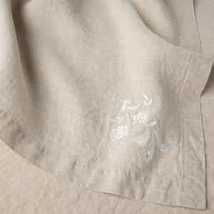Verbena Embroidered Organic Linen Napkins, Set of 4