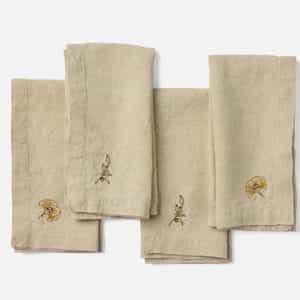 Embroidered Organic Linen Napkins