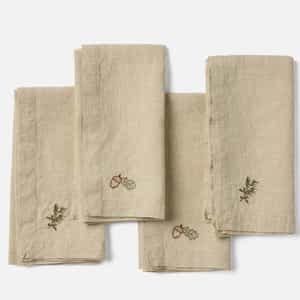 Embroidered Organic Linen Napkins