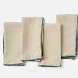Olivos Embroidered Organic Linen Napkins