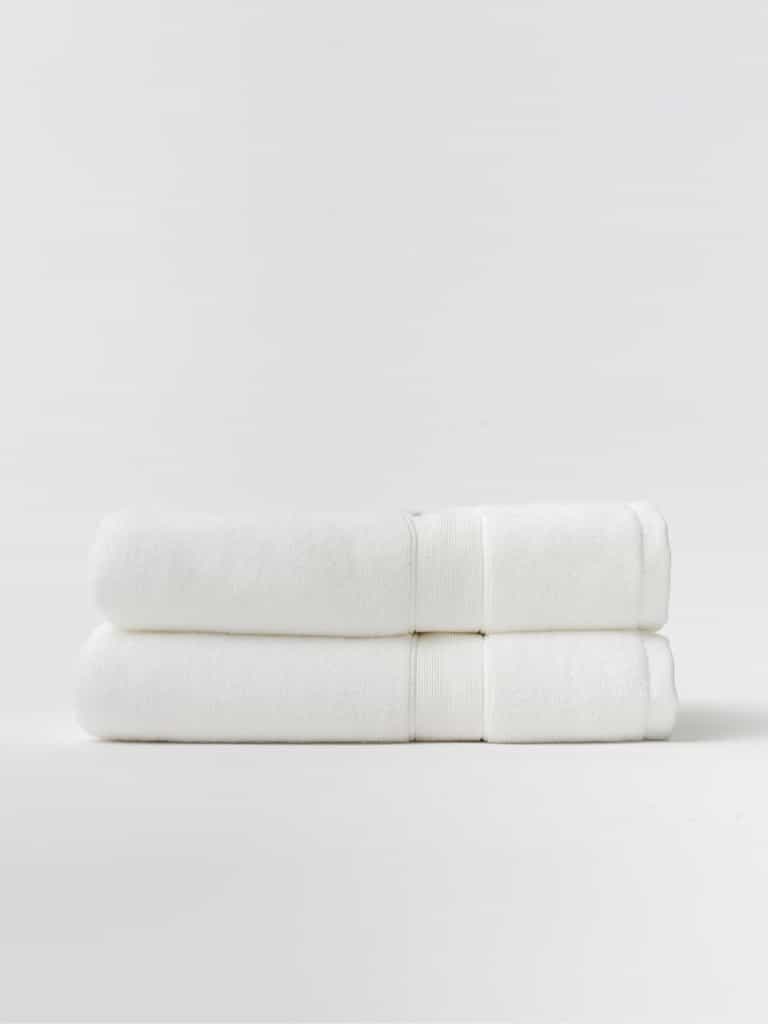 White luxe bath towels folded with white background |Color:White