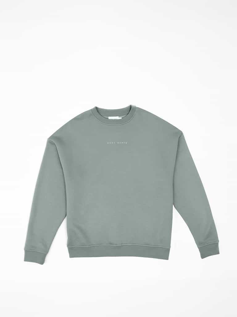 Haze CityScape Pullover Crew laying flat on a white background. |Color:Haze