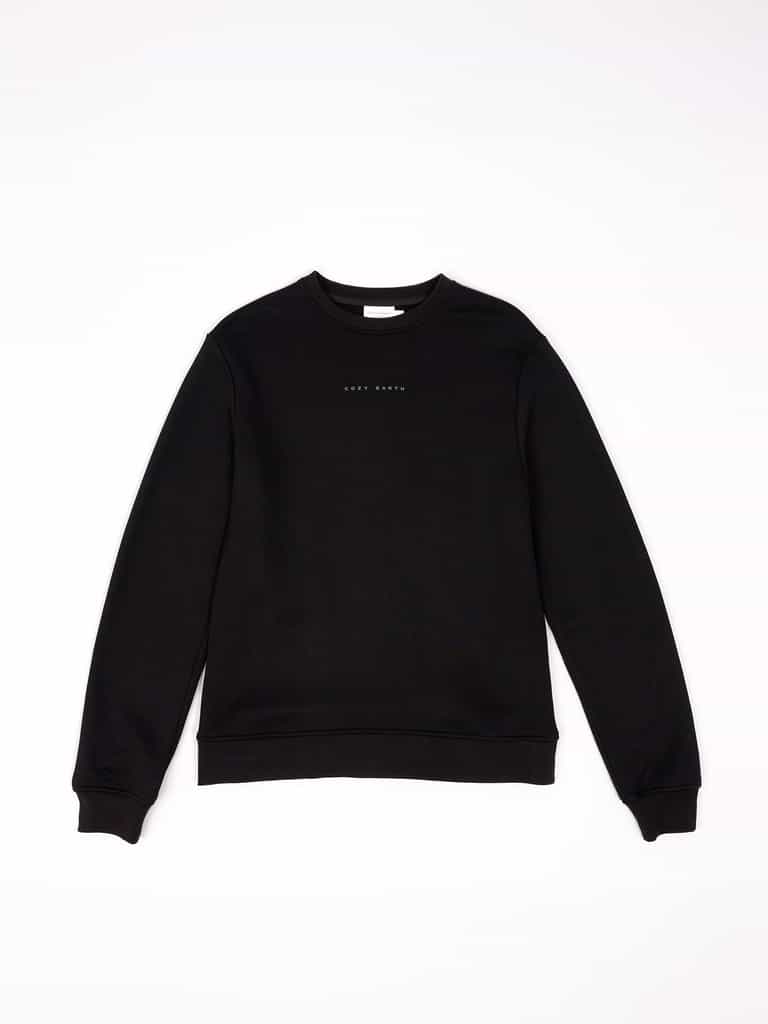 Flat lay of black cityscape pullover with white background |Color:Black