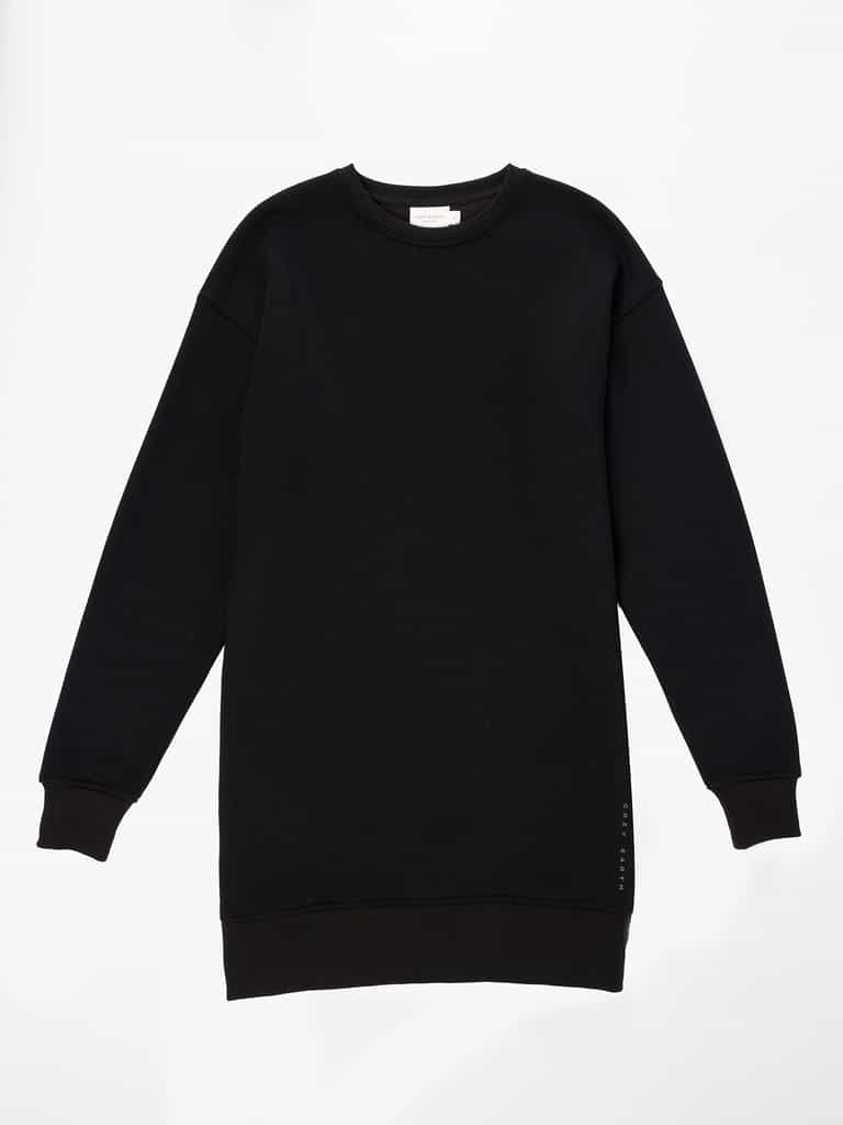 Black CityScape Crewneck Dress with white background |Color:Black
