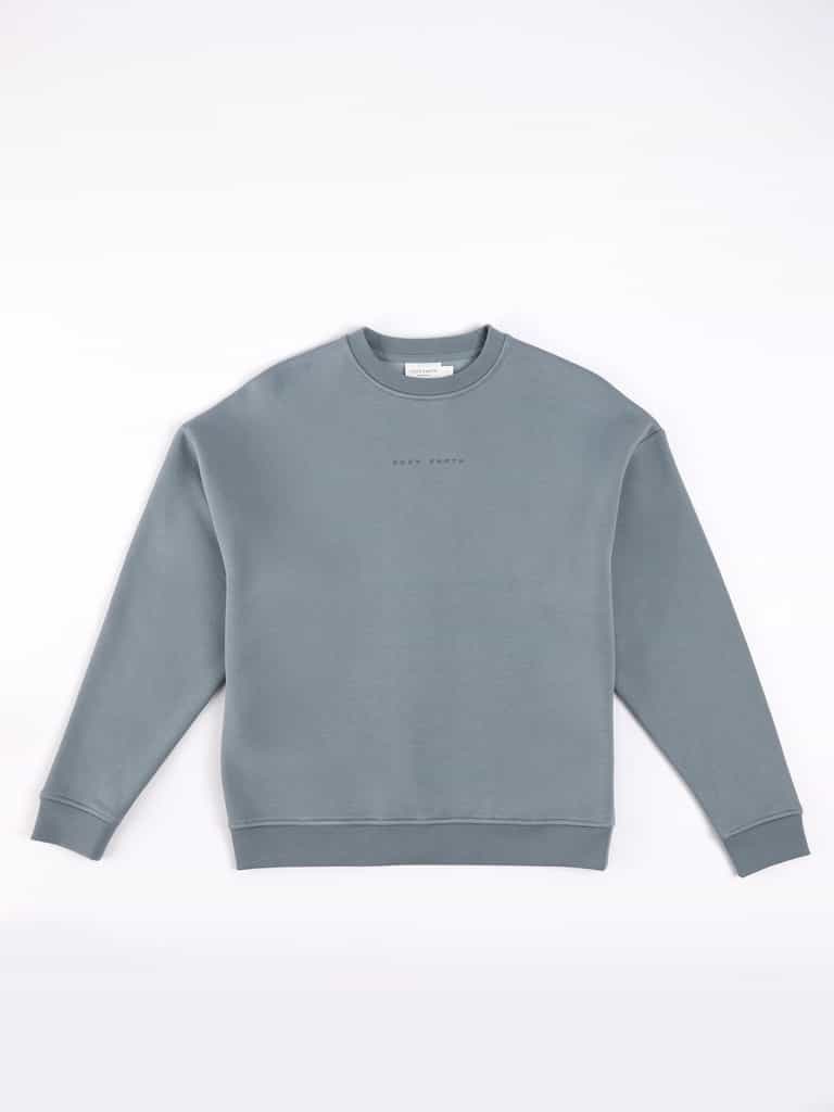 Smokey Blue cityscape crewneck with white background |Color:Smokey Blue
