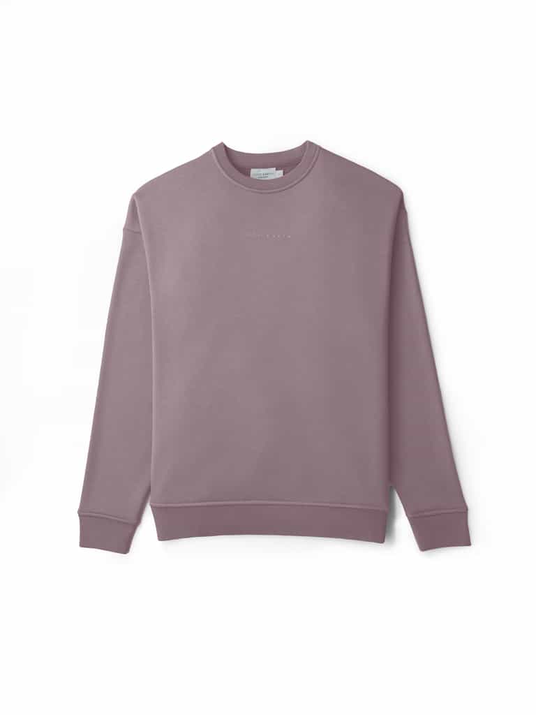 Flat lay of dusty orchid cityscape crewneck |Color:Dusty Orchid
