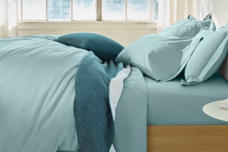 300 Thread Count Organic Percale Sheets | Pacific Blue