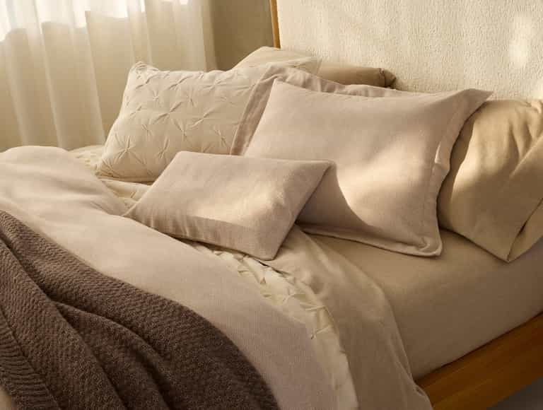 Cloud Brushed™ Organic Flannel Duvet Cover | Camel Heather