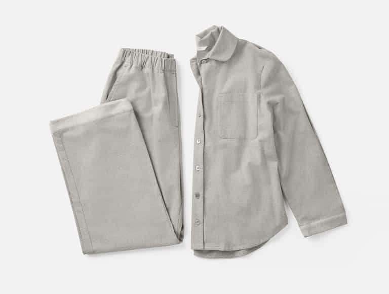 Women's Cloud Brushed Organic Flannel Pajama Set | Gray Heather