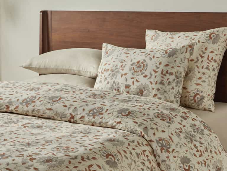 Coyuchi + Rejuvenation Flora Organic Print Duvet Cover | Undyed w/Sedona