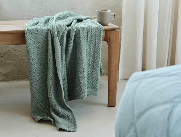 Hermosa Organic Knit Throw - Coyuchi | Seafoam